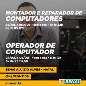 SENAI/Aluízio Alves inscreve para cursos de Excel e na área de informática