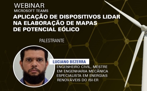 ISI/ER promove webinar sobre elaboração de mapas de potencial eólico com dispositivo LiDAR