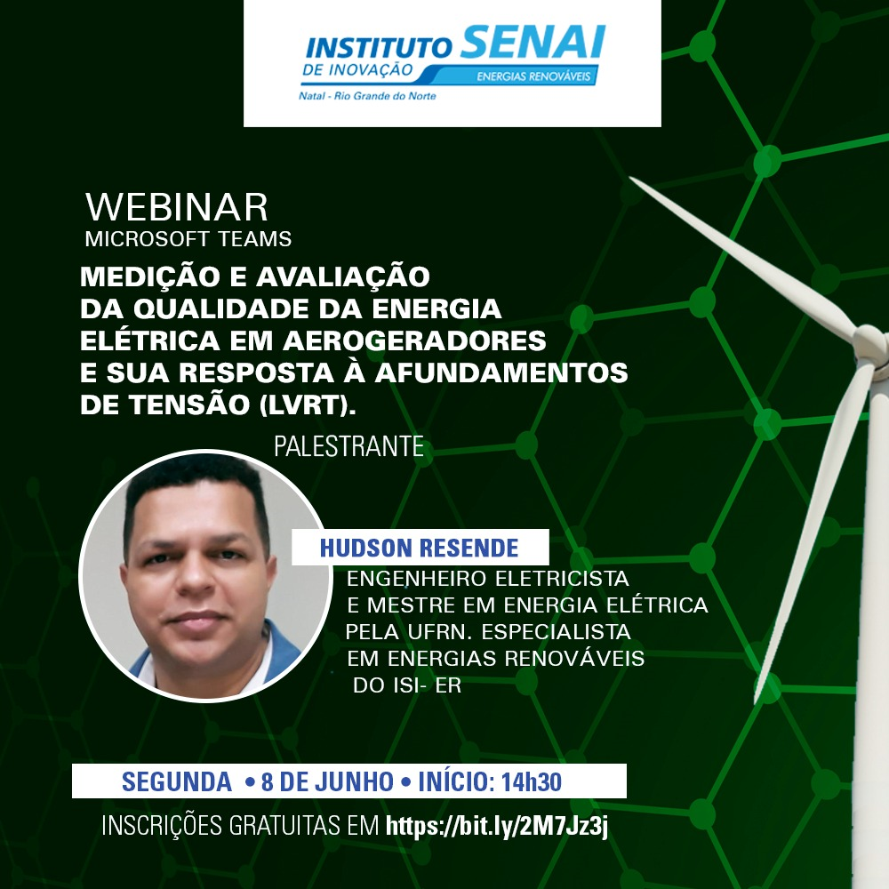 Qualidade da energia elétrica em aerogeradores é tema de webinar do ISI-ER