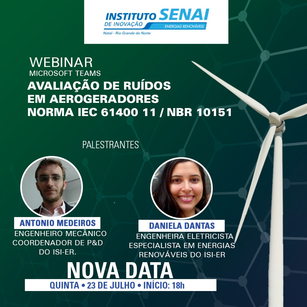 Webinar do ISI/ER sobre avaliação de ruídos em aerogeradores será dia 23
