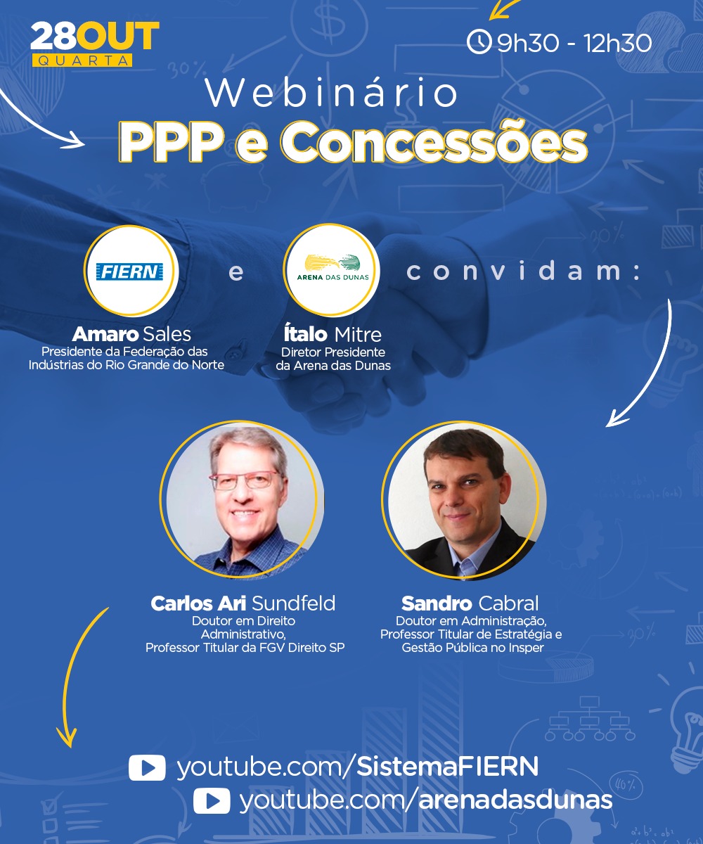 Será dia 28 o Webinário “PPP e Concessões” realizado pelo Mais RN