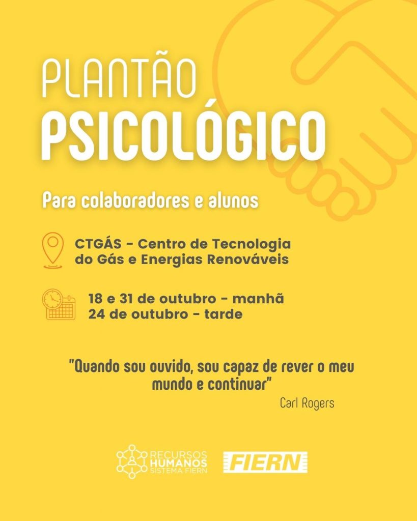 Plantão psicológico da FIERN vai realizar atendimento presencial no CTGAS-ER