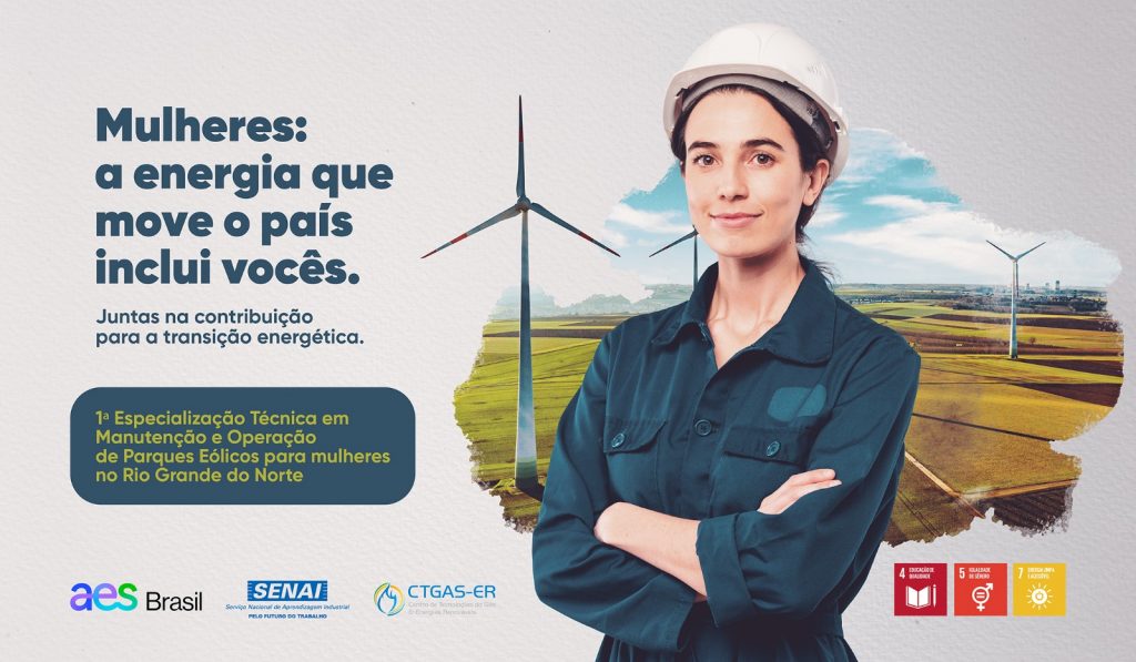 AES Brasil e SENAI-RN lançam, nesta quarta (15), a 1ª Especialização Técnica para mulheres focada em eólicas