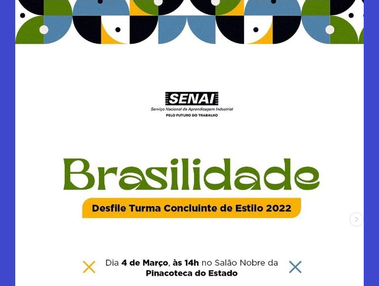 Desfile da turma de Estilo do SENAI Moda acontece neste sábado na Pinacoteca do Estado