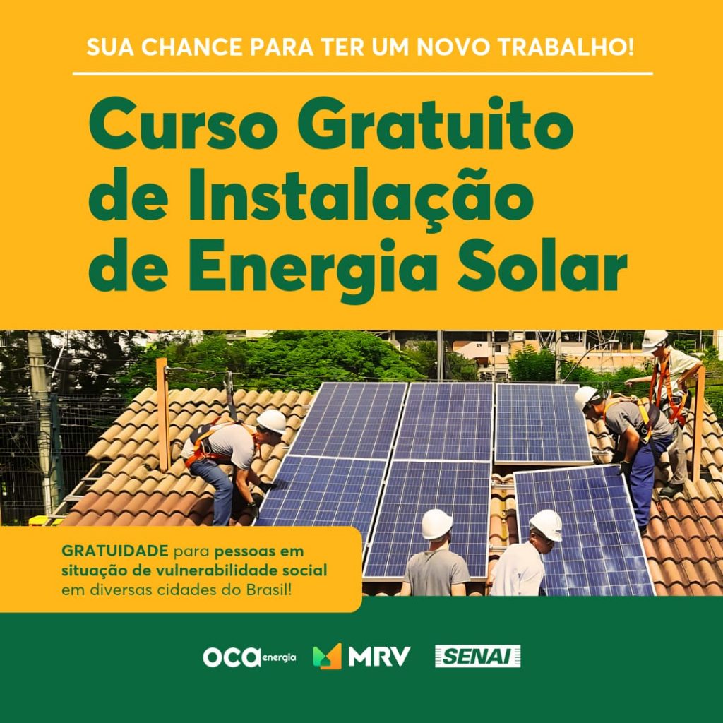 MRV, Oca Energia e SENAI-RN abrem inscrição para curso gratuito de ‘instalação de energia solar’