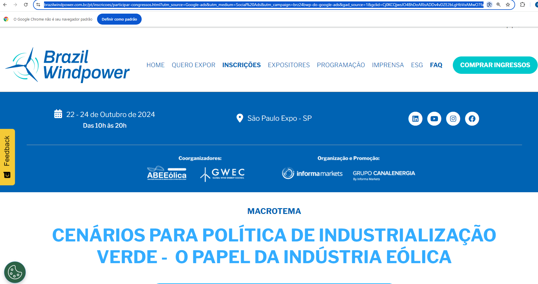 SENAI-RN terá stand sustentável e discussões sobre capacitação e eólicas offshore no Brazil Windpower