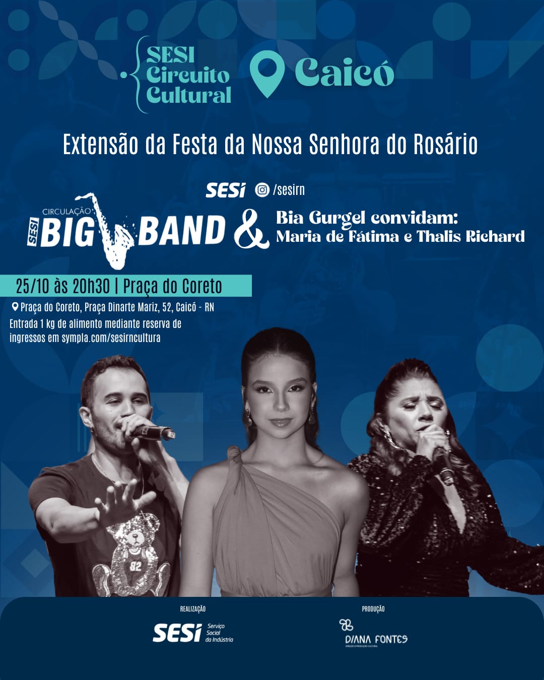 SESI Big Band e Bia Gurgel se apresentam em Caicó durante festa de Nossa Senhora do Rosário
