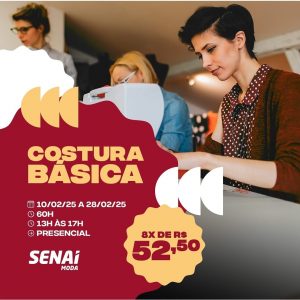 SENAI Moda RN abre inscrições para o Curso de Costura Básica