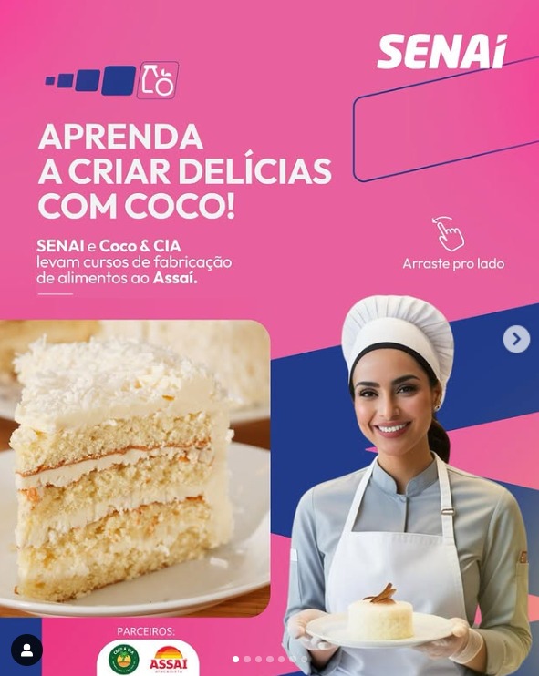 SENAI Alimentos abre matrículas para minicursos gratuitos em parceria com a Coco & Cia