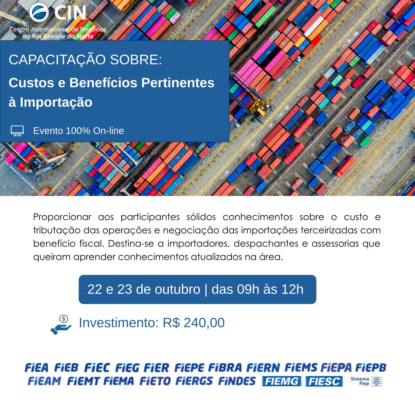 FIERN promove capacitação sobre custos e benefícios da importação com foco na reforma tributária