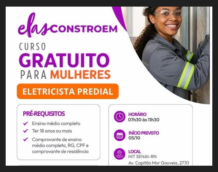 SENAI vai iniciar curso gratuito de Eletricista Predial voltado para mulheres em Natal